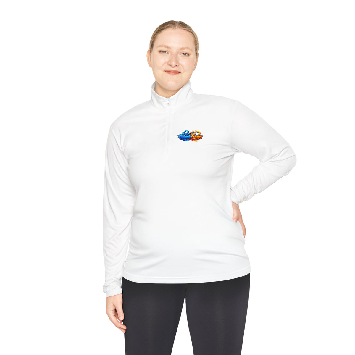Quarter-Zip Pullover — Retro Pixel Surfing Pizza Chest Embroidered