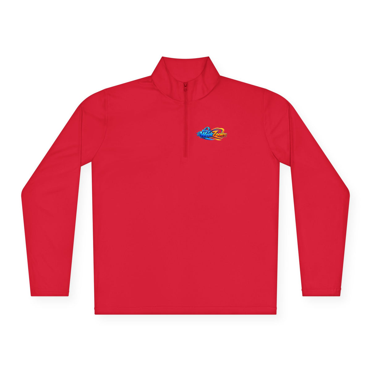 Quarter-Zip Pullover — Retro Pixel Surfing Pizza Chest Embroidered