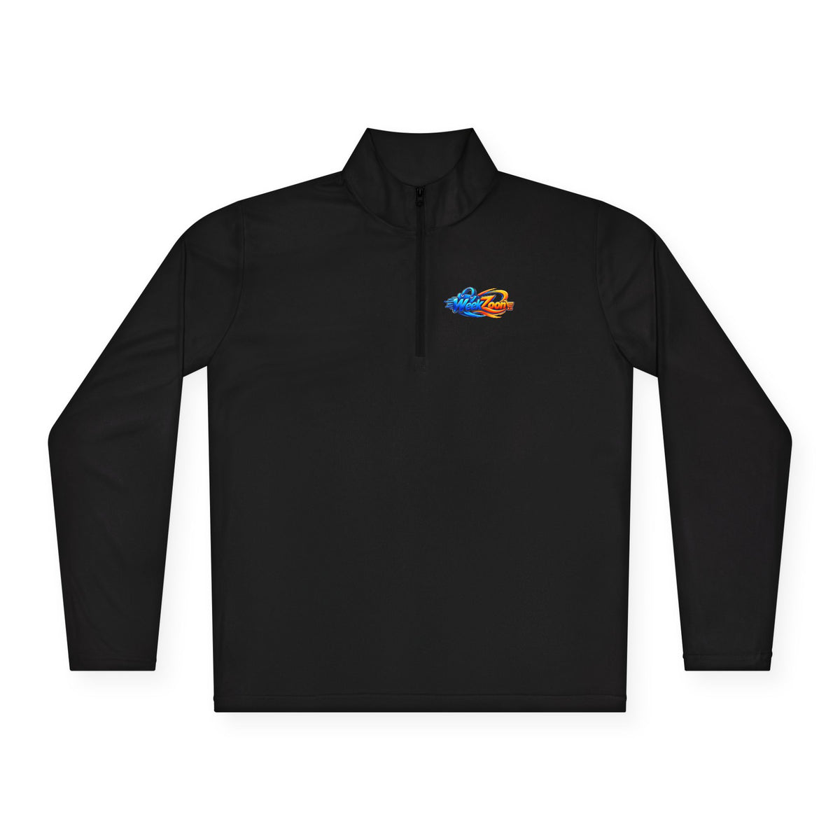 Quarter-Zip Pullover — Retro Pixel Surfing Pizza Chest Embroidered