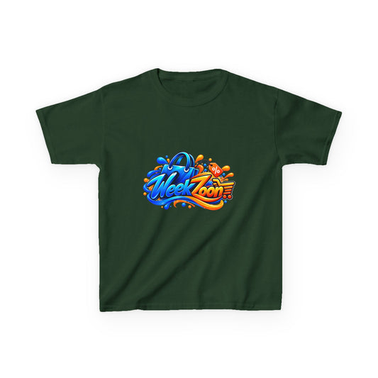 Kids Tee — Colorful "Week Zoon" Cartoon Surf Logo