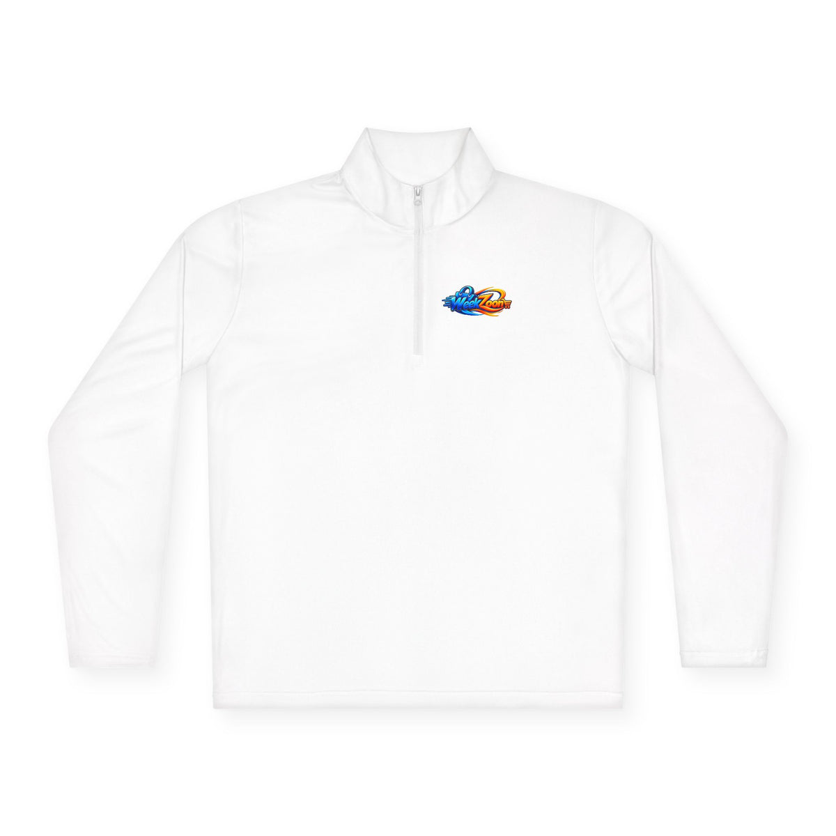 Quarter-Zip Pullover — Retro Pixel Surfing Pizza Chest Embroidered