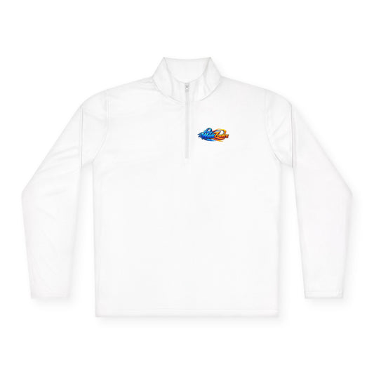 Quarter-Zip Pullover — Retro Pixel Surfing Pizza Chest Embroidered