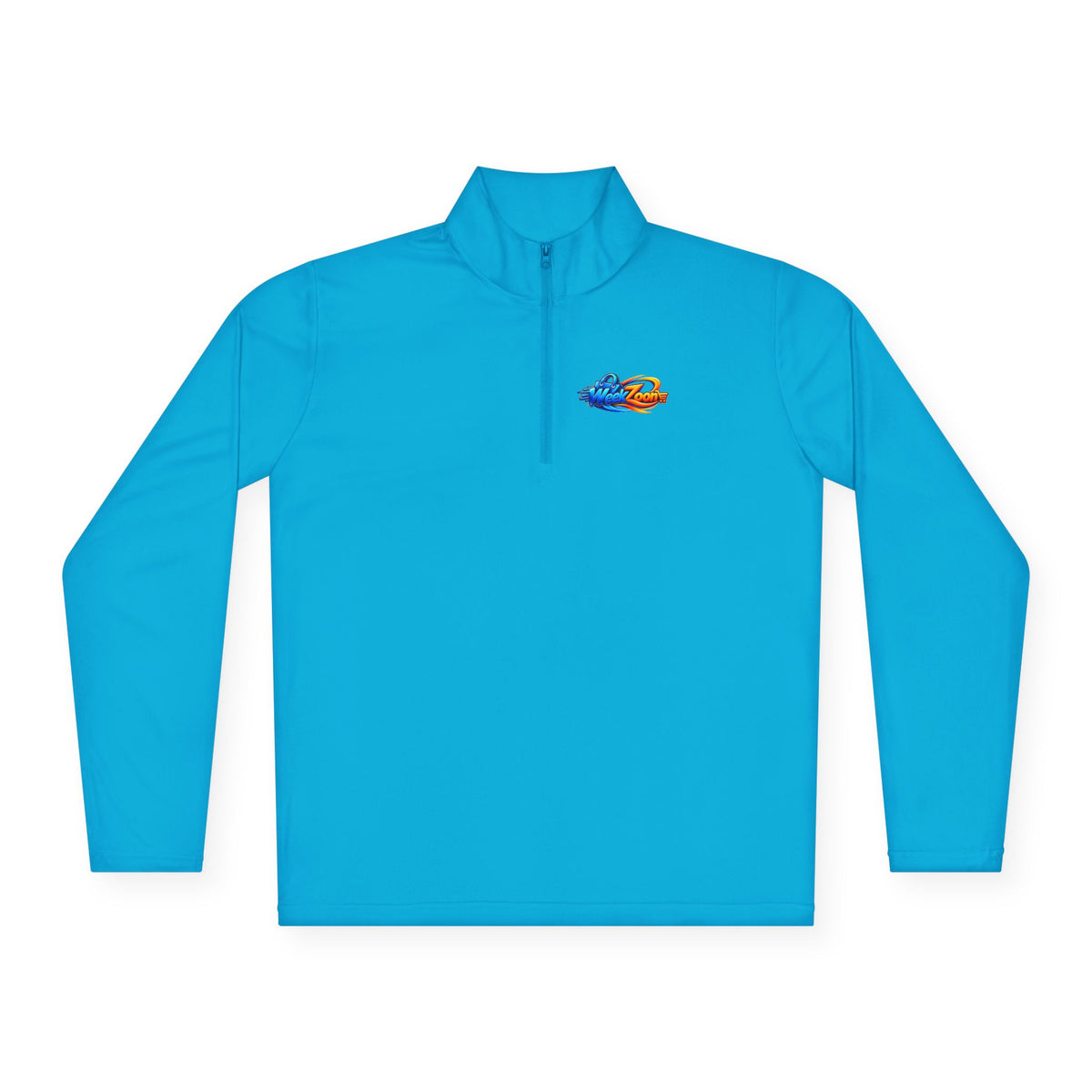 Quarter-Zip Pullover — Retro Pixel Surfing Pizza Chest Embroidered