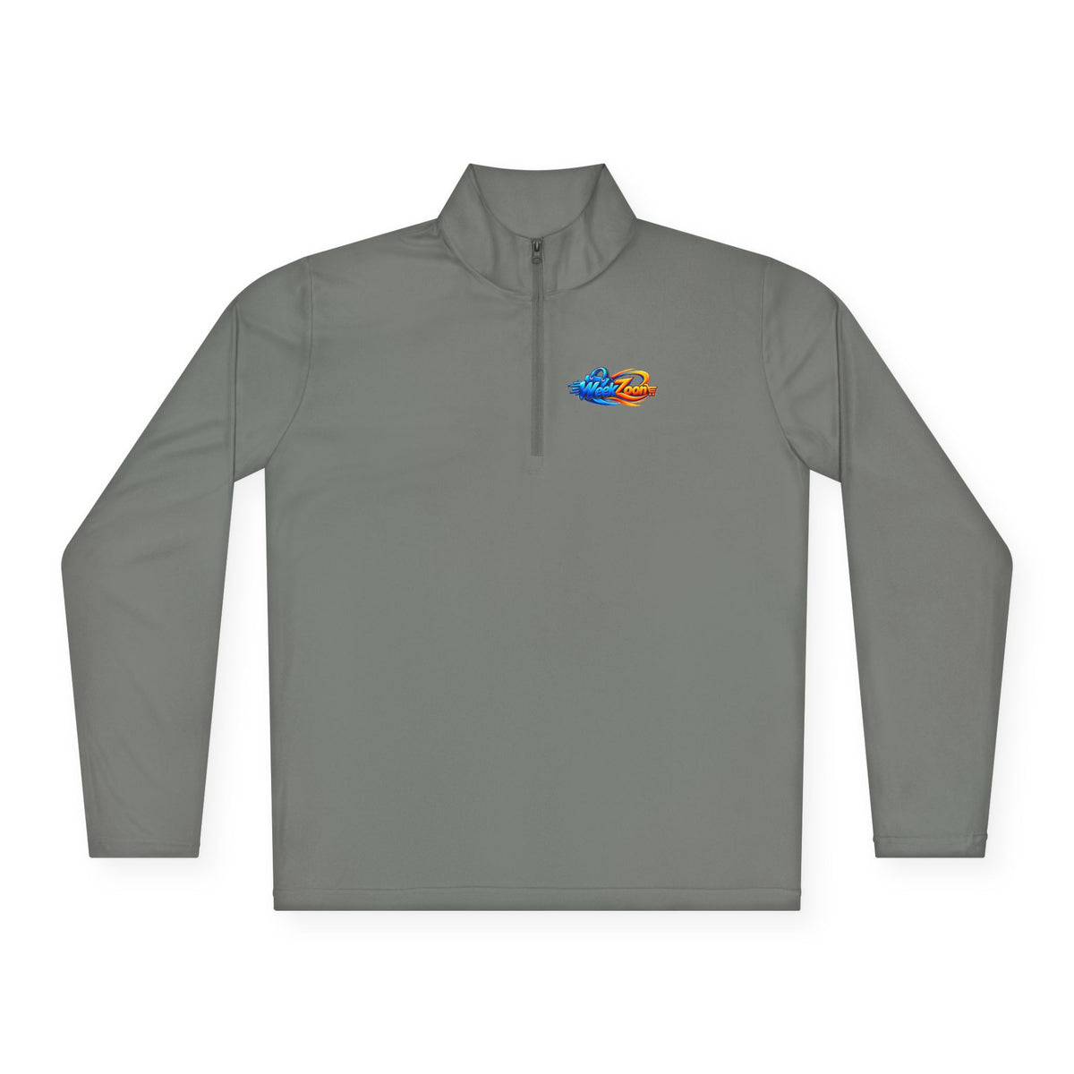 Quarter-Zip Pullover — Retro Pixel Surfing Pizza Chest Embroidered